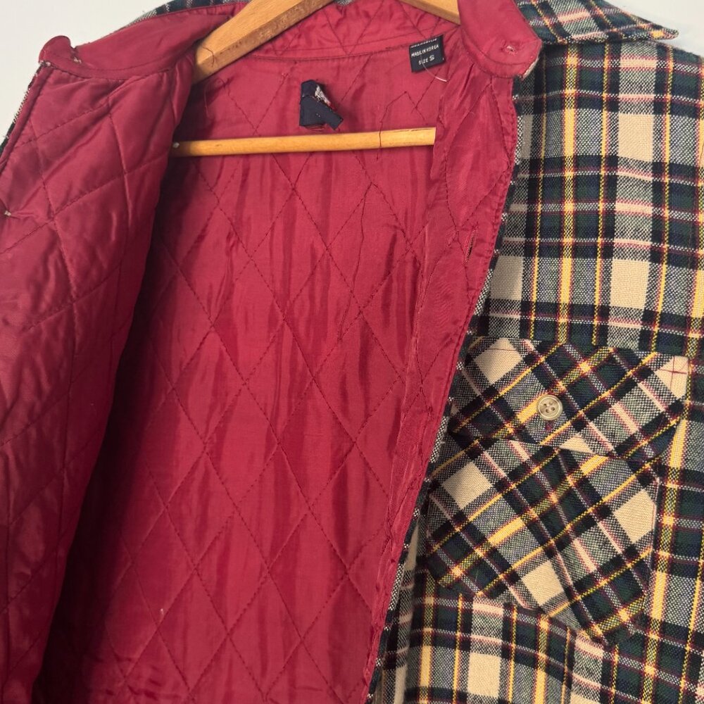 Vintage 1980s Arrow Chore Coat | Earthy Plaid Quilted Lining Shacket Men S - Picture 6 of 8